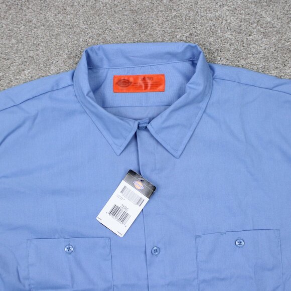 Dickies 2-Pocket Work Shirt NWT Men 3XL XXXL Blue Polyester/Cotton S/S Button Up - Picture 5 of 14
